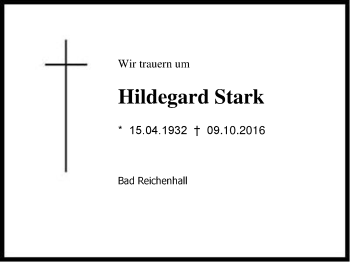 Traueranzeige von Hildegard Stark von Region Berchtesgadener Land