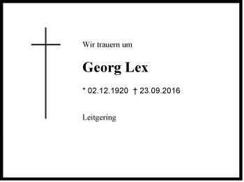 Traueranzeige von Georg Lex von Region Chiemgau