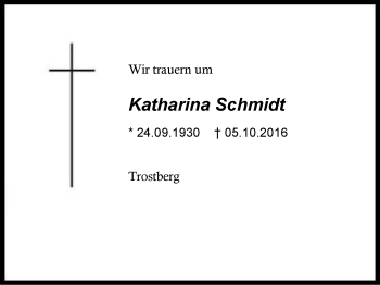 Traueranzeige von Katharina Schmidt von Region Berchtesgadener Land