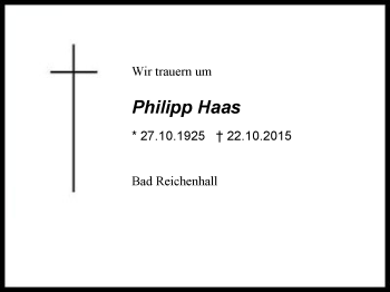 Traueranzeige von Philipp Haas von Region Berchtesgadener Land