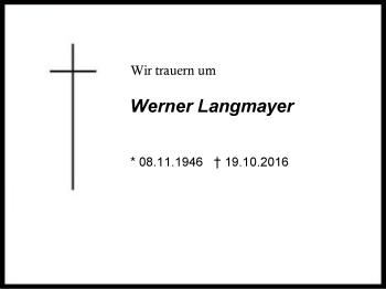Traueranzeige von Werner Langmayer von Region Chiemgau