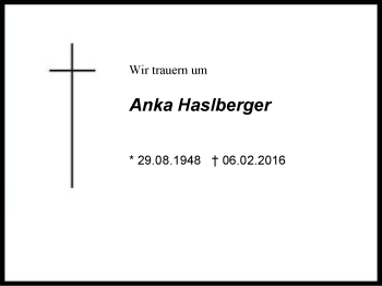 Traueranzeige von Anka Haslberger von Region Chiemgau