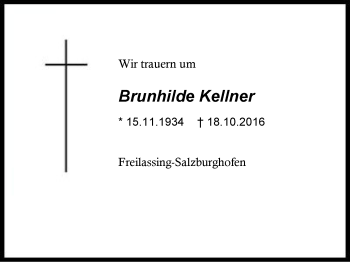 Traueranzeige von Brunhilde Kellner von Region Berchtesgadener Land