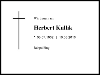 Traueranzeige von Herbert Kullik von Region Chiemgau