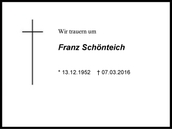 Traueranzeige von Franz Schönteich von Region Berchtesgadener Land