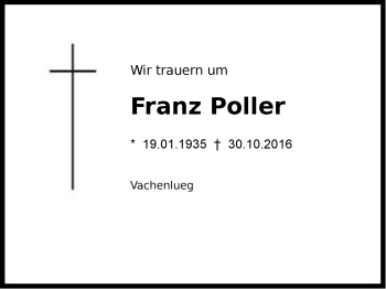 Traueranzeige von Franz Poller von Region Berchtesgadener Land
