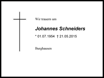 Traueranzeige von Johannes Schneiders von Region Berchtesgadener Land