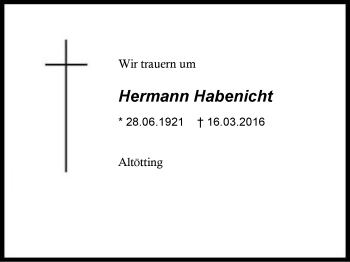 Traueranzeige von Hermann Habenicht von Region Berchtesgadener Land