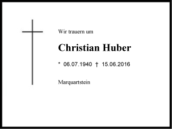 Traueranzeige von Christian  Huber von Region Chiemgau