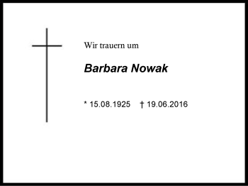 Traueranzeige von Barbara Nowak von Region Chiemgau