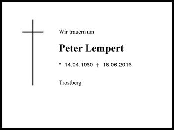 Traueranzeige von Peter Lempert von Region Chiemgau