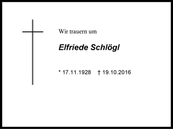 Traueranzeige von Elfriede Schlögl von Region Berchtesgadener Land