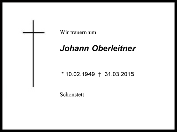 Traueranzeige von Johann Oberleitner von Region Berchtesgadener Land