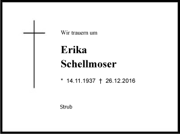 Traueranzeige von Erika  Schellmoser von Region Berchtesgadener Land