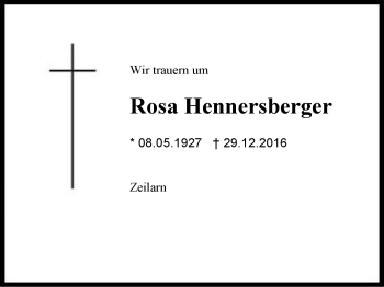 Traueranzeige von Rosa Hennersberger von Region Berchtesgadener Land