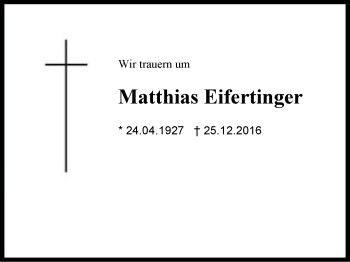 Traueranzeige von Matthias Eifertinger von Region Chiemgau