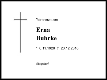 Traueranzeige von Erna Buhrke von Region Chiemgau