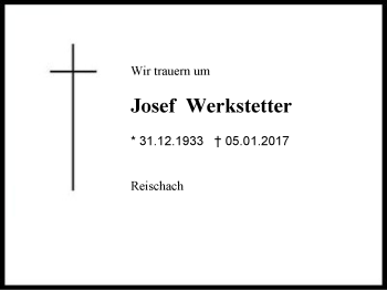Traueranzeige von Josef Werkstetter von Region Berchtesgadener Land