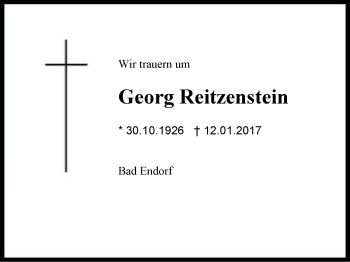 Traueranzeige von Georg Reitzenstein von Region Chiemgau