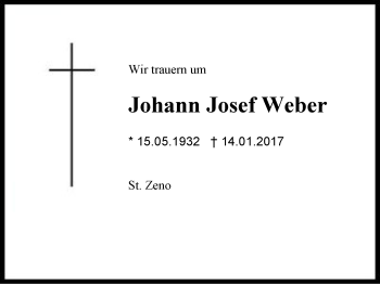 Traueranzeige von Johann Josef Weber von Region Berchtesgadener Land