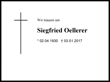 Traueranzeige von Siegfried Oellerer von Region Berchtesgadener Land