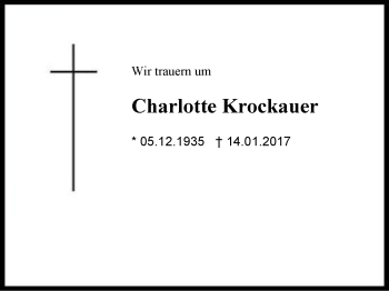 Traueranzeige von Charlotte Krockauer von Region Berchtesgadener Land