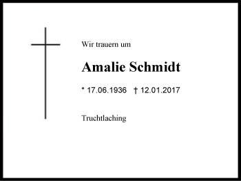 Traueranzeige von Amalie Schmidt von Region Berchtesgadener Land