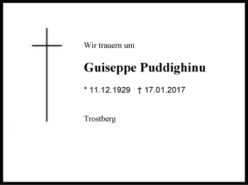 Traueranzeige von Guiseppe Puddighinu von Region Berchtesgadener Land