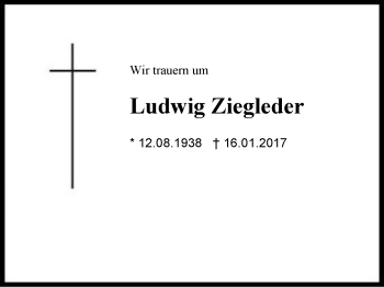 Traueranzeige von Ludwig Ziegleder von Region Berchtesgadener Land