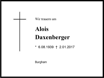Traueranzeige von Alois Daxenberger von Region Chiemgau
