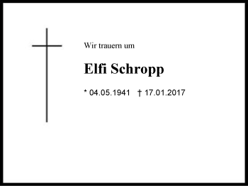 Traueranzeige von Elfi Schropp von Region Chiemgau