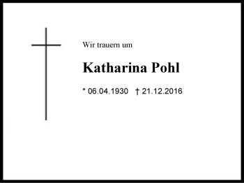 Traueranzeige von Katharina Pohl von Region Chiemgau
