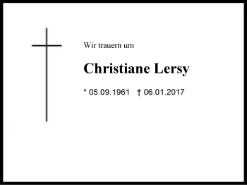Traueranzeige von Christiane Lersy von Region Chiemgau