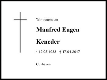 Traueranzeige von Manfred Eugen Keneder von Region Berchtesgadener Land
