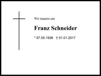 Traueranzeige von Franz Schneider von Region Chiemgau