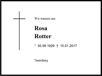 Traueranzeige von Rosa  Rotter von Region Chiemgau