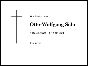 Traueranzeige von Otto-Wolfgang Sido von Region Berchtesgadener Land