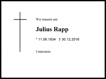 Traueranzeige von Julius Rapp von Region Chiemgau