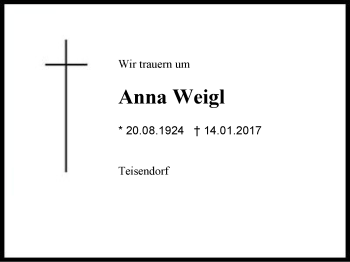 Traueranzeige von Anna Weigl von Region Berchtesgadener Land