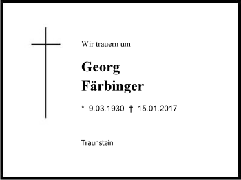 Traueranzeige von Georg  Färbinger von Region Chiemgau