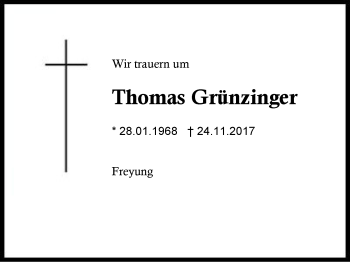 Traueranzeige von Thomas Grünzinger von Region Berchtesgadener Land