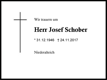 Traueranzeige von Josef Schober von Region Berchtesgadener Land