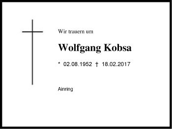 Traueranzeige von Wolfgang Kobsa von Region Berchtesgadener Land
