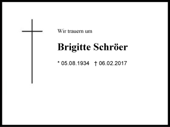 Traueranzeige von Brigitte Schröer von Region Chiemgau