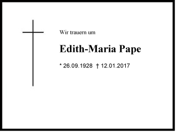Traueranzeige von Edith-Maria Pape von Region Berchtesgadener Land