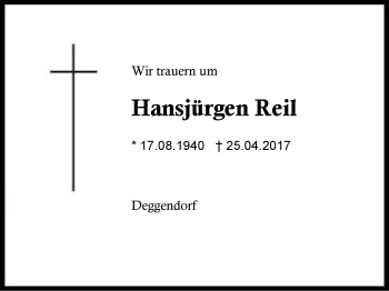 Traueranzeige von Hansjürgen Reil von Region Berchtesgadener Land