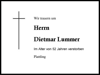 Traueranzeige von Dietmar Lummer von Region Berchtesgadener Land