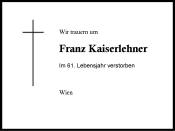 Traueranzeige von Franz Kaiserlehner von Region Berchtesgadener Land