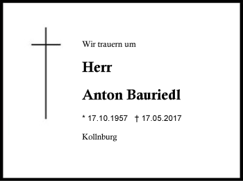Traueranzeige von Anto Bauriedl von Region Berchtesgadener Land