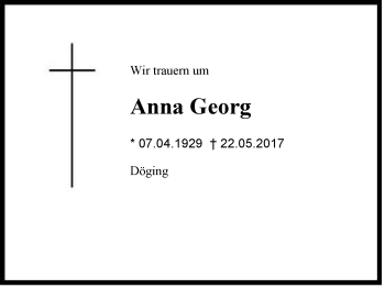 Traueranzeige von Anna Georg von Region Chiemgau